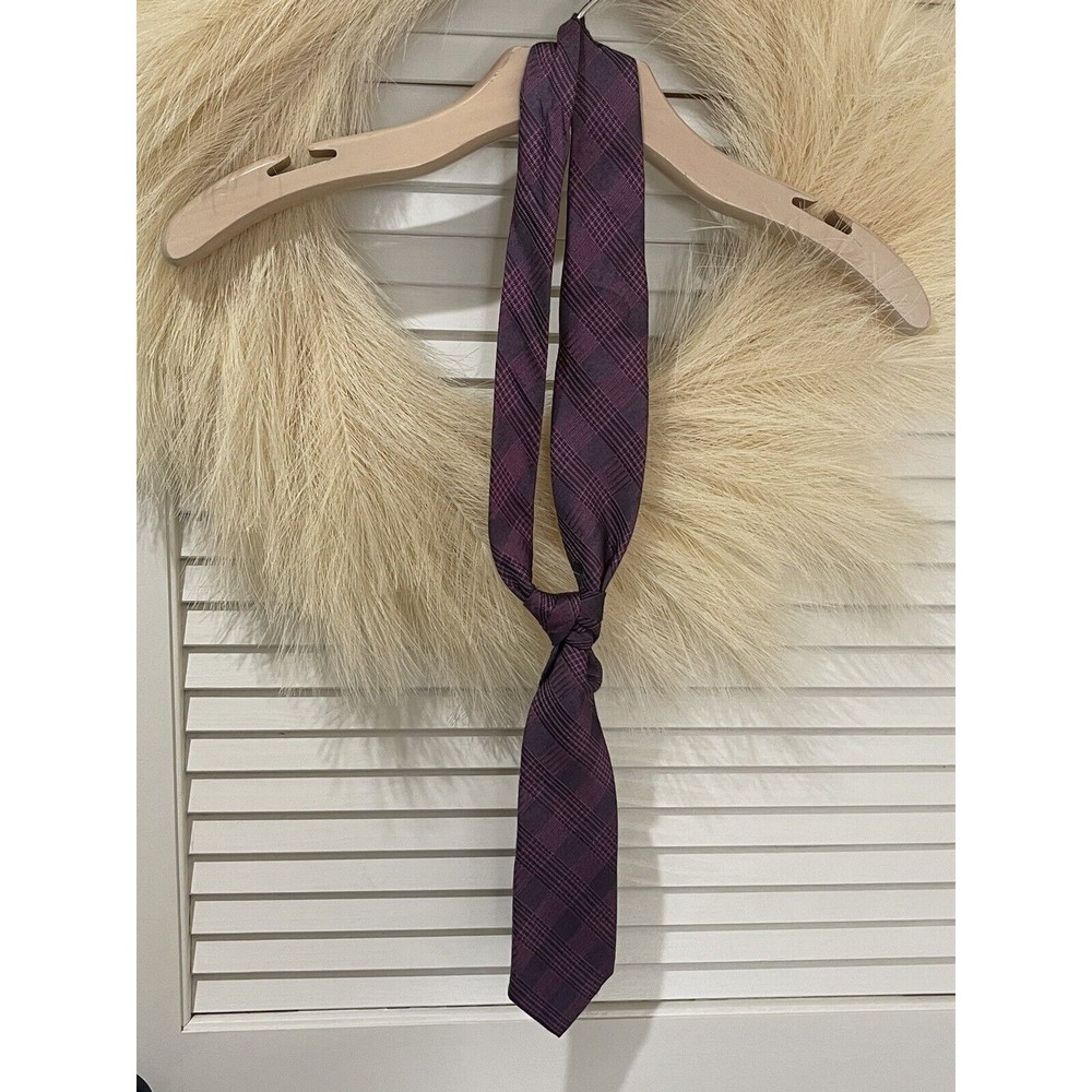 Calvin Klein Men's Graphite Classic Plaid Tie Purple Size Regular